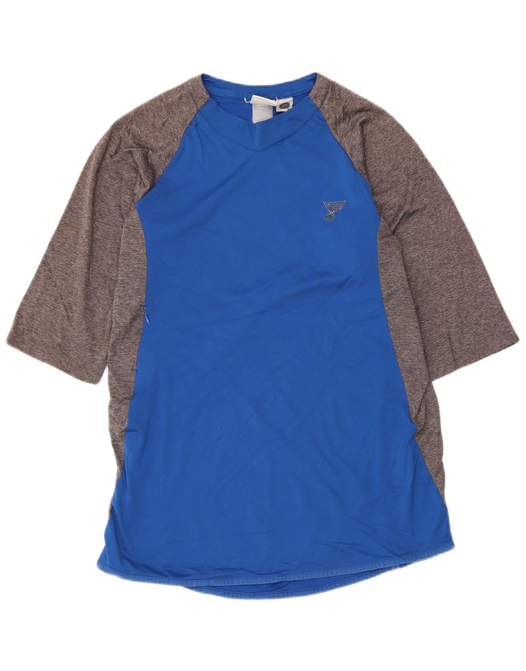 Majestic Mens Top 3/4 Sleeve Medium Blue Colourblock