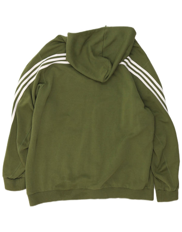 Adidas Mens Zip Hoodie Sweater 2XL Khaki Cotton