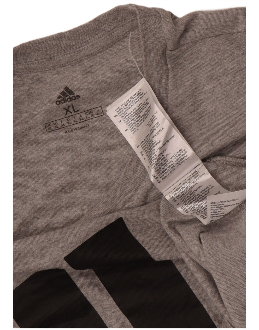 Adidas Mens Graphic T-Shirt Top XL Grey Cotton