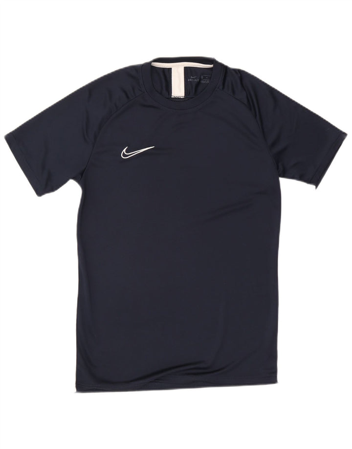 Nike Mens Dri Fit T-Shirt Top Medium Navy Blue Colourblock Polyester