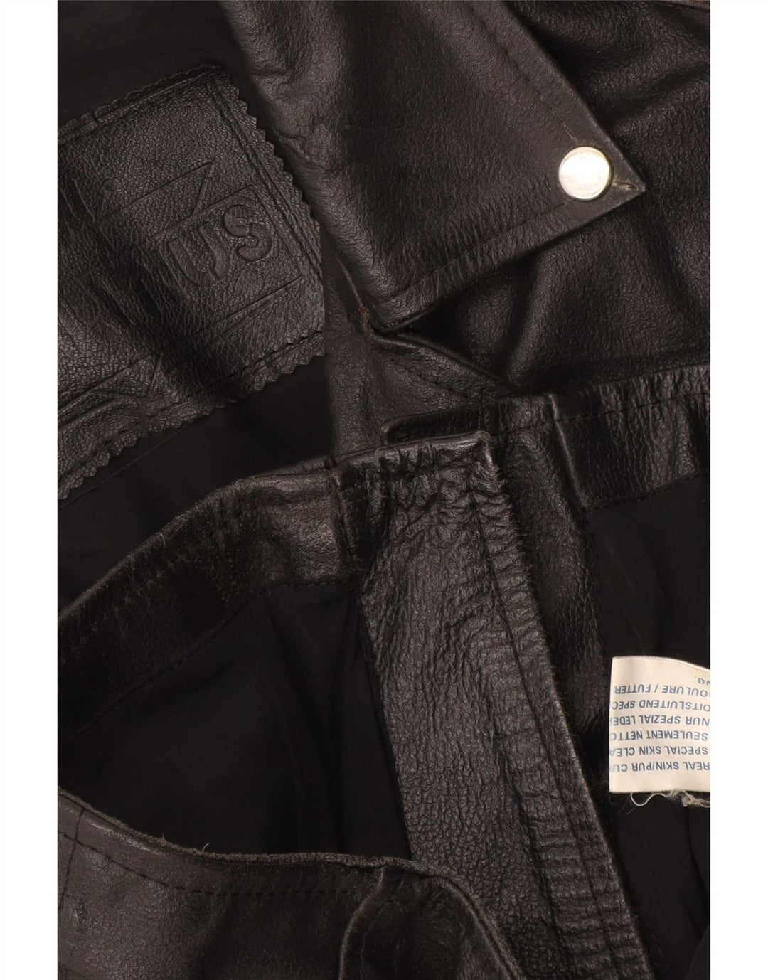 Vintage Womens Leather Biker Jacket UK 16 Large Black