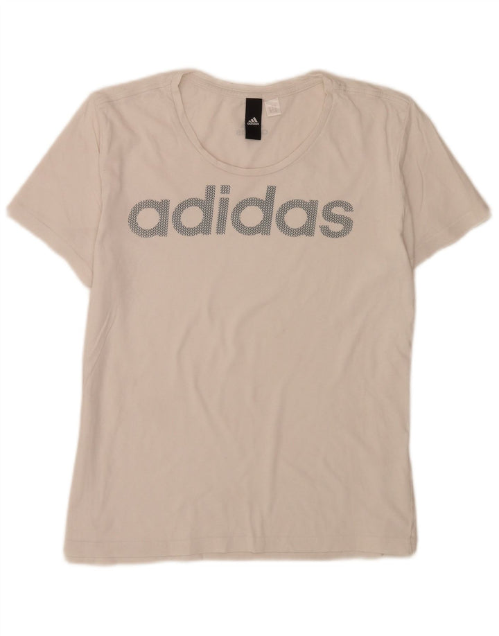 Adidas Womens Regular Graphic T-Shirt Top UK 12 Medium White