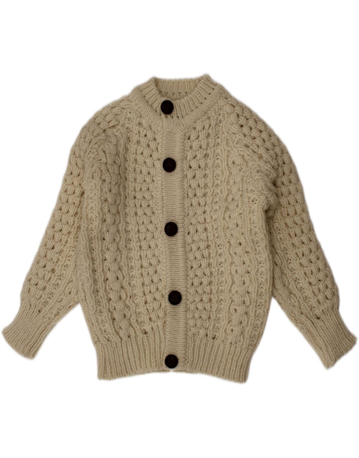 Cladyknit Boys Cardigan Sweater 3-4 Years Beige Wool