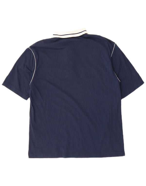 DIADORA Mens Polo Shirt UK 40 Medium Navy Blue Colourblock Cotton