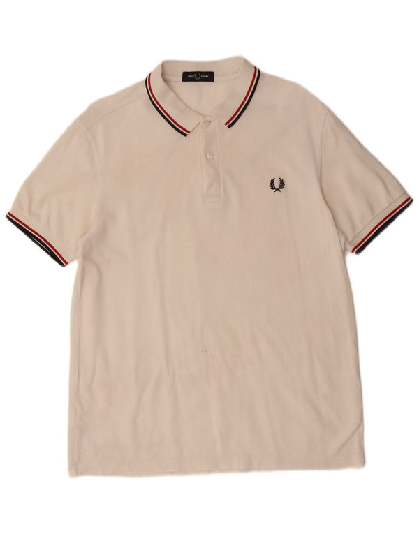 Fred Perry Mens Polo Shirt Large Off White Cotton