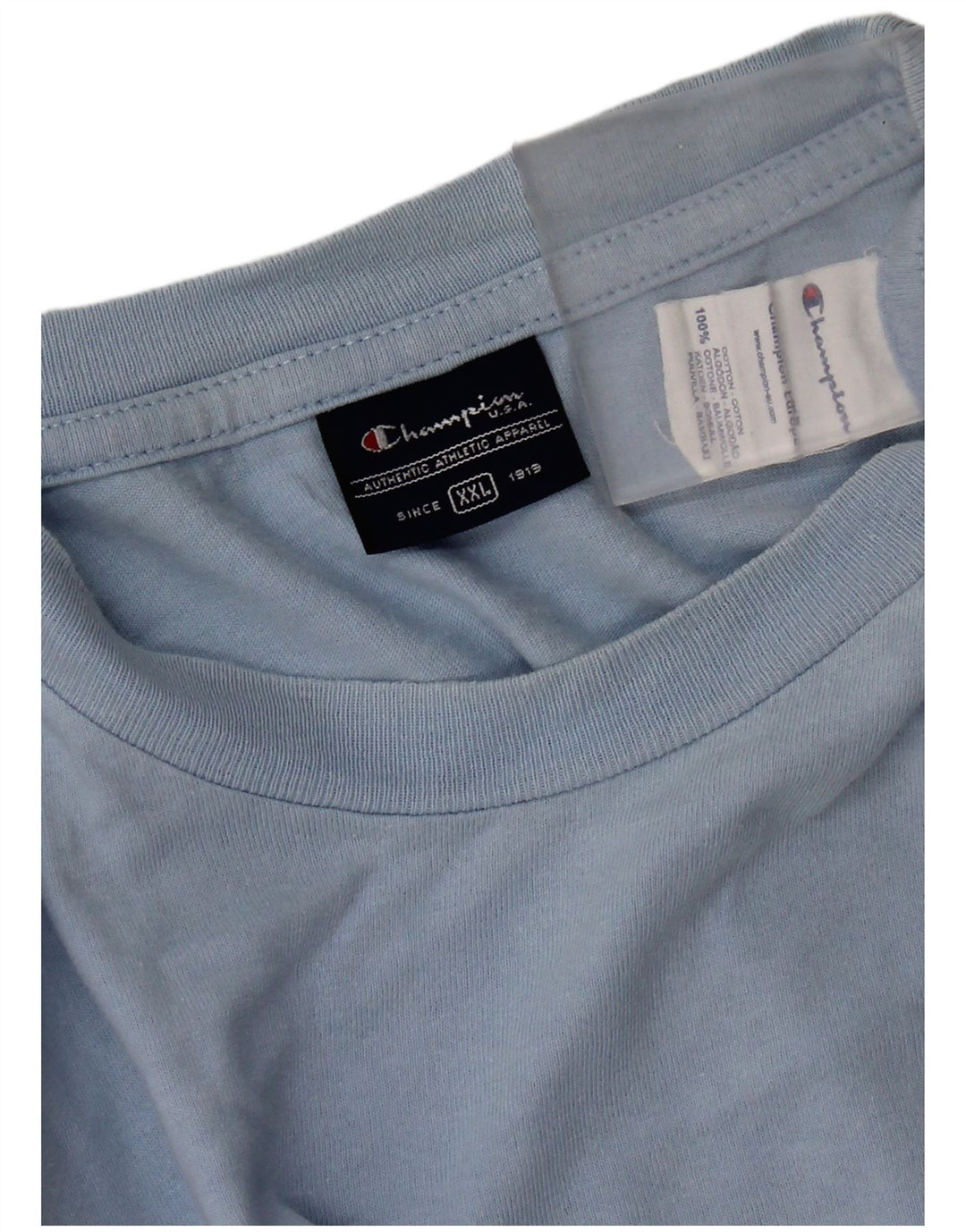 Champion Mens T-Shirt Top 2XL Blue Cotton