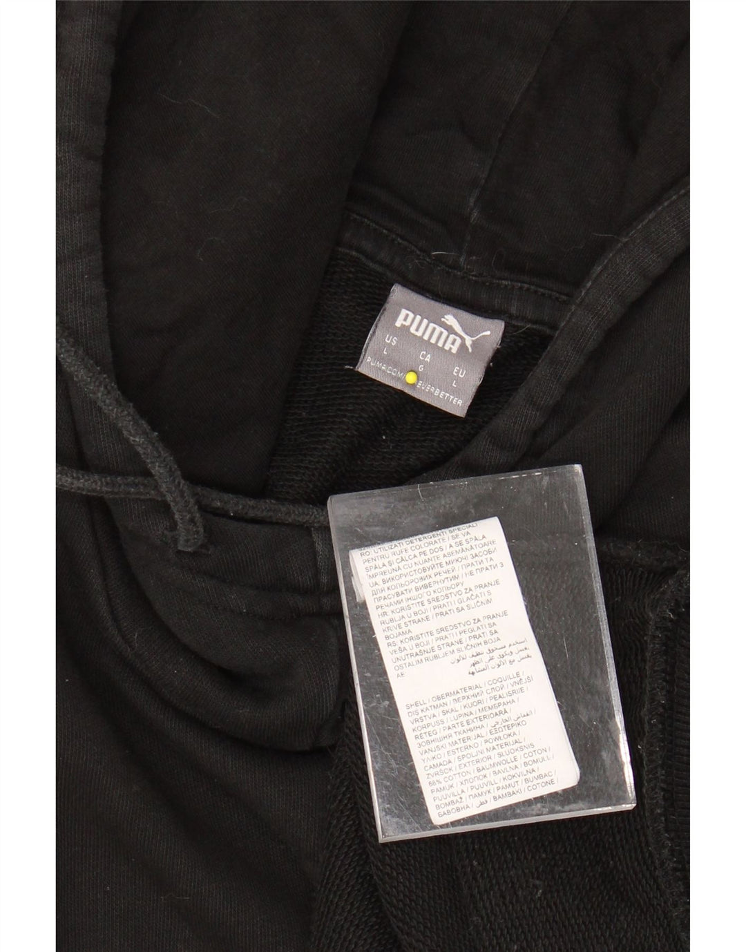 PUMA Womens Graphic Hoodie Jumper UK 16 Large Black Colourblock Cotton