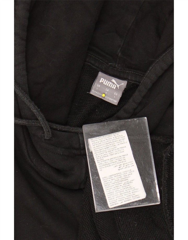 PUMA Womens Graphic Hoodie Jumper UK 16 Large Black Colourblock Cotton