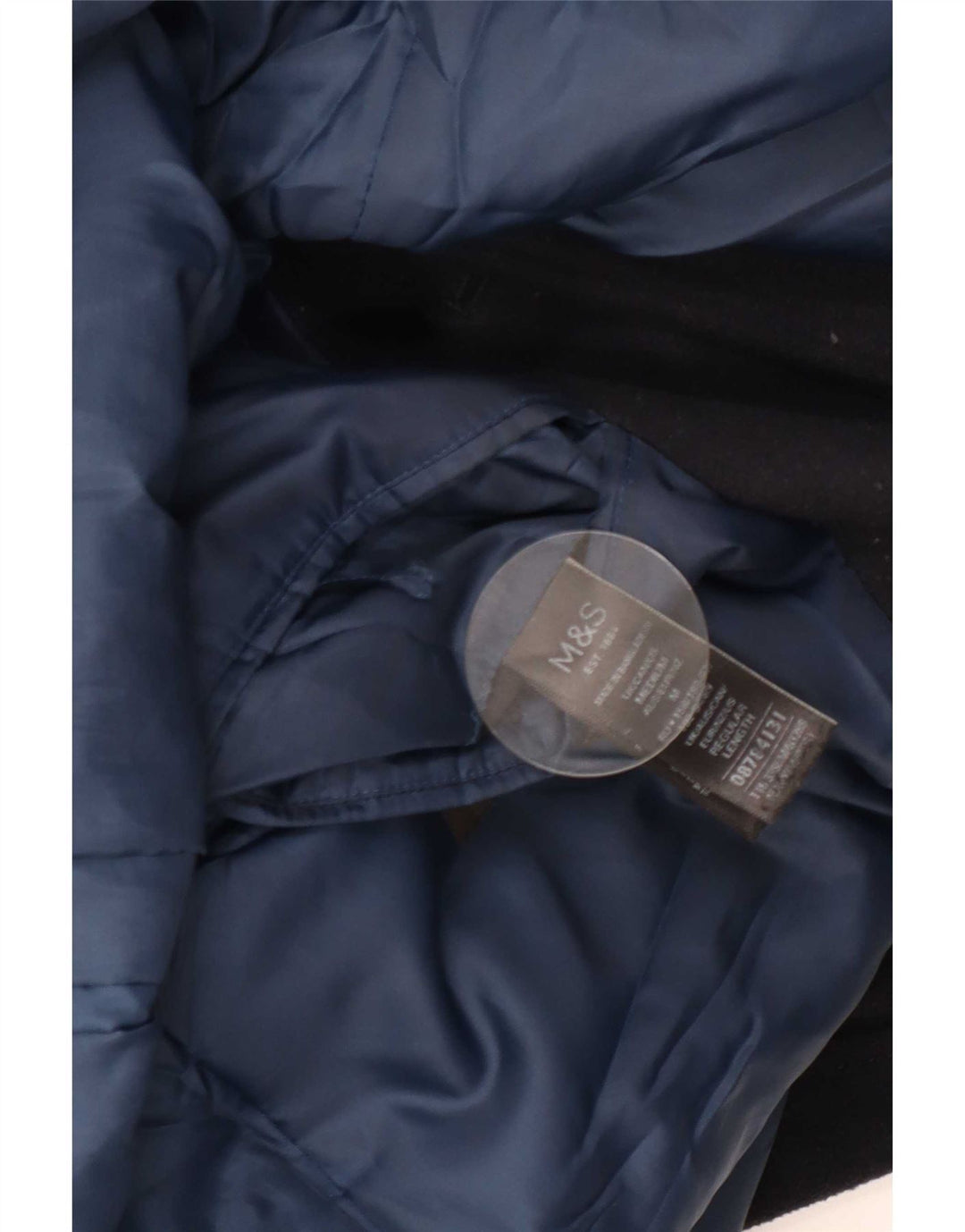 Marks & Spencer Mens Overcoat UK 38 Medium Navy Blue Polyester