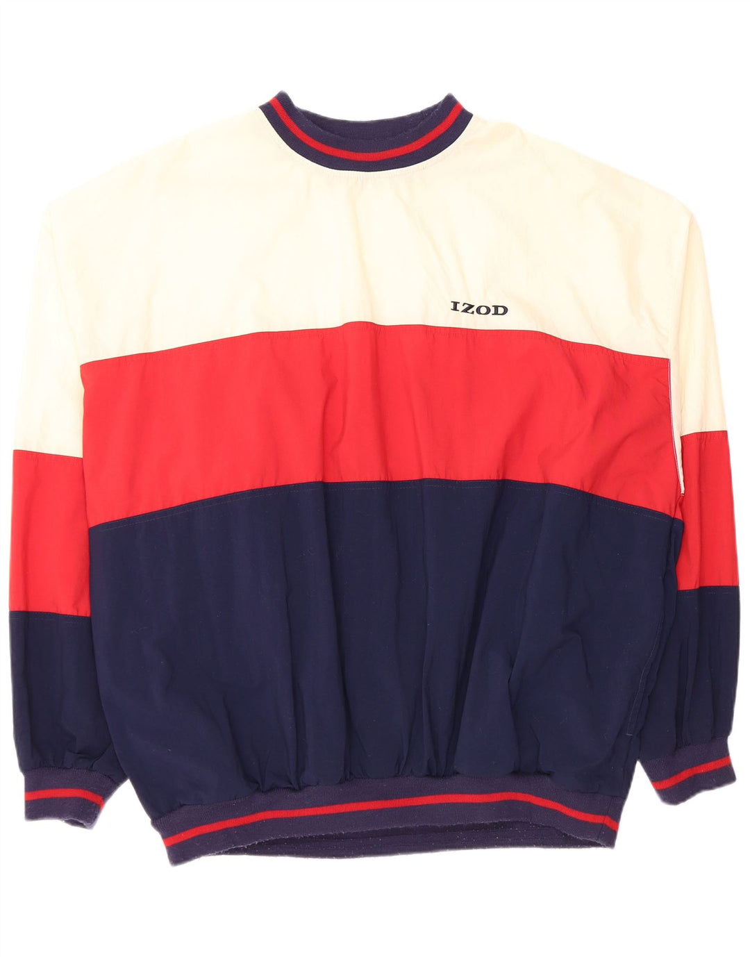 Izod Mens Pullover Tracksuit Top XL Navy Blue Colourblock Nylon