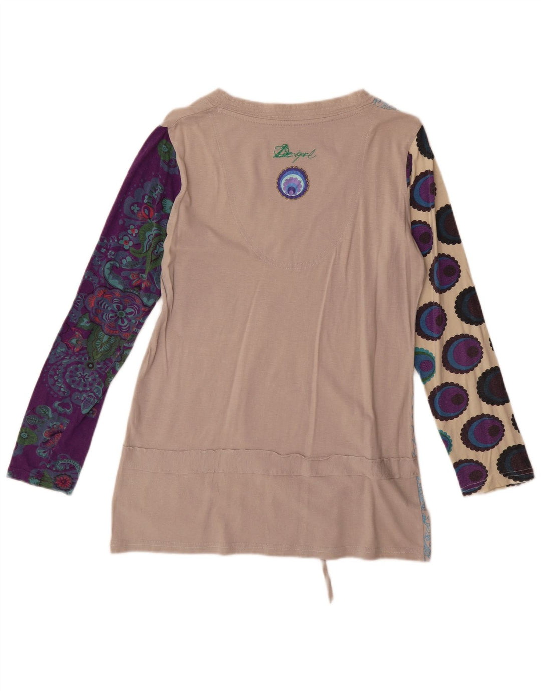Desigual Womens Abstract Pattern Tunic Top UK 18 XL Beige Cotton