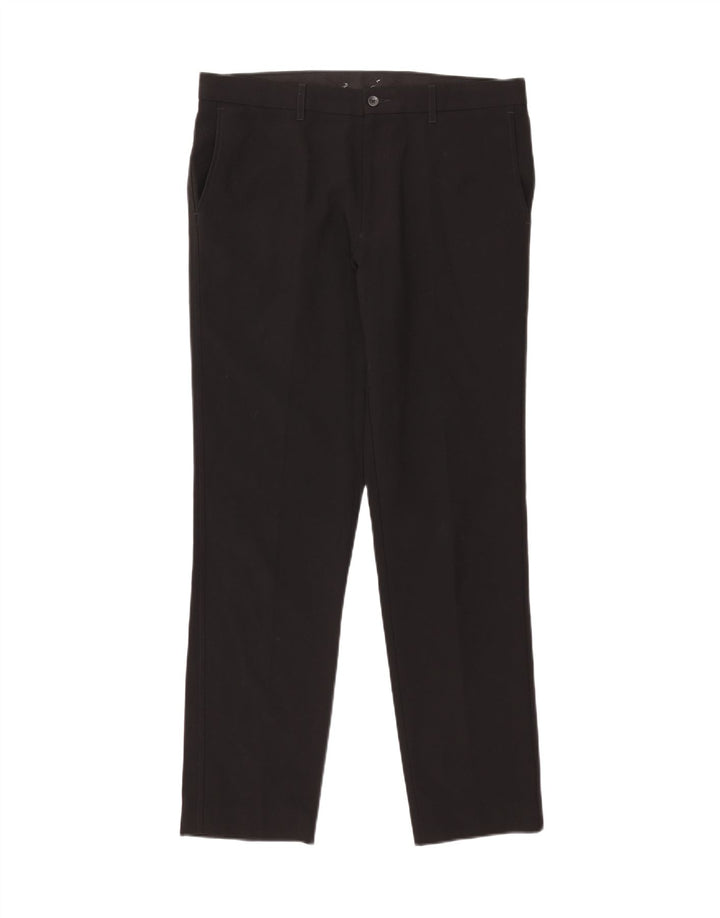 Marks & Spencer Mens Tailored Fit Chino Trousers W34 L31 Black Polyester