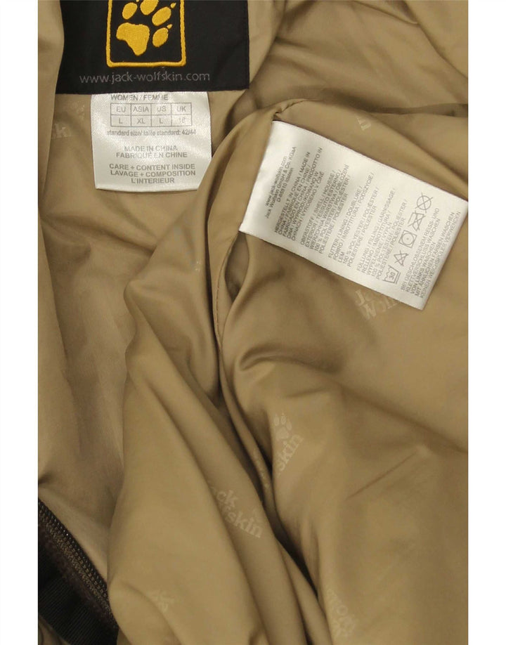 Jack Wolfskin Womens Hooded Padded Coat UK 16 Large Brown Polyester
