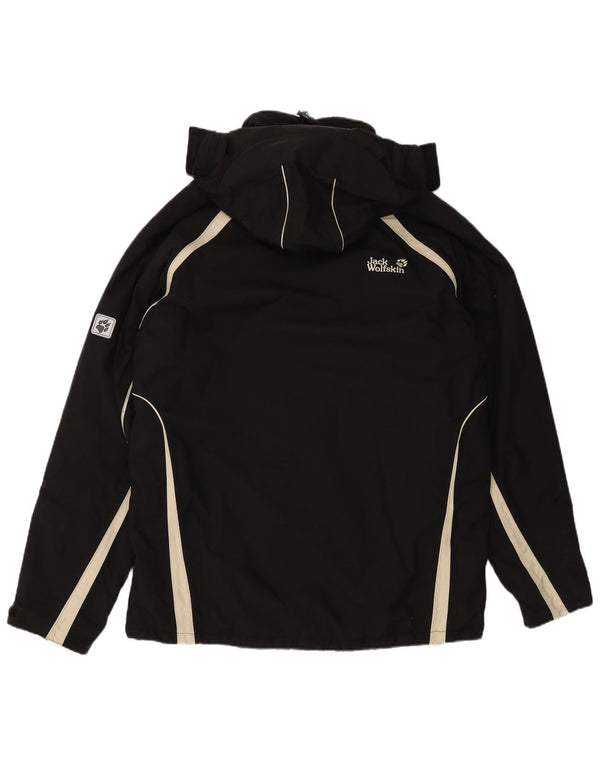 JACK WOLFSKIN Mens Hooded Windbreaker Jacket UK 44 XL Black Colourblock