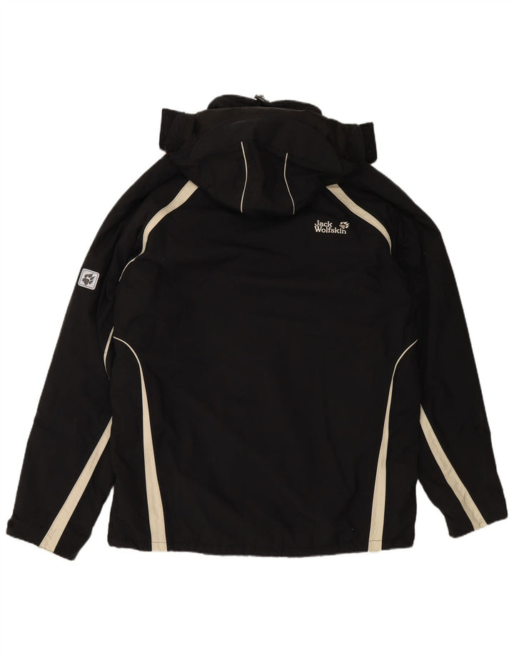 JACK WOLFSKIN Mens Hooded Windbreaker Jacket UK 44 XL Black Colourblock