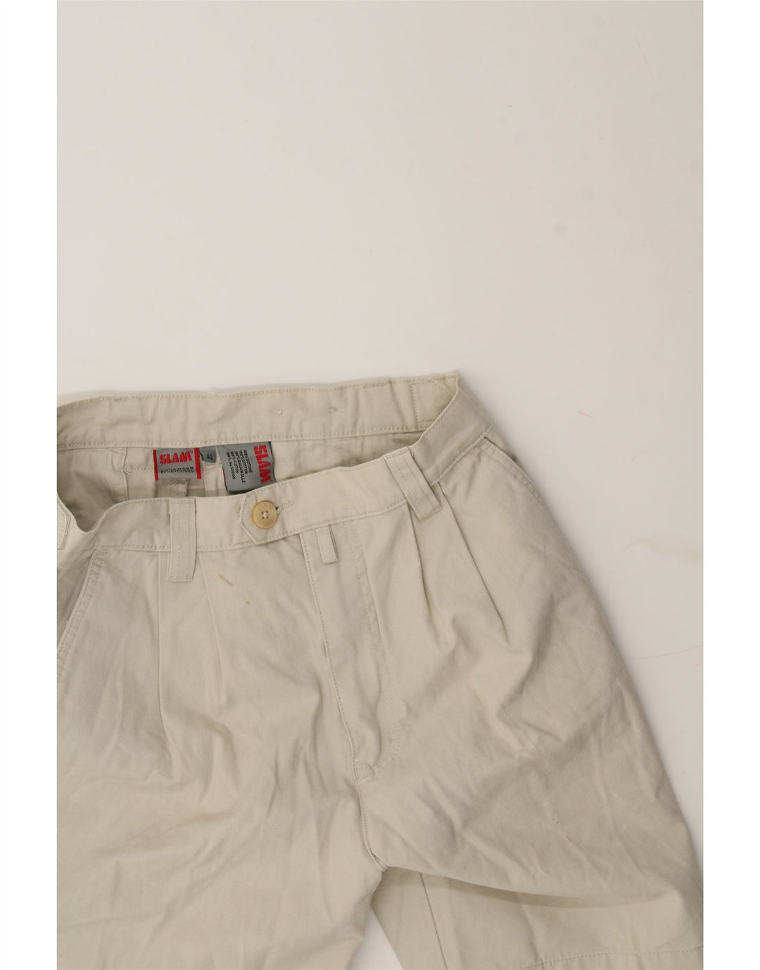 SLAM Womens Pegged Chino Shorts IT 44 Medium W30 Off White Cotton Vintage Slam and Second-Hand Slam from Messina Hembry 