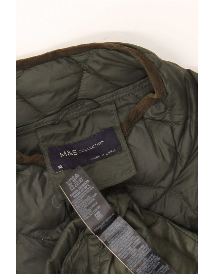 Marks & Spencer Womens Quilted Padded Coat UK 18 XL Khaki Polyamide