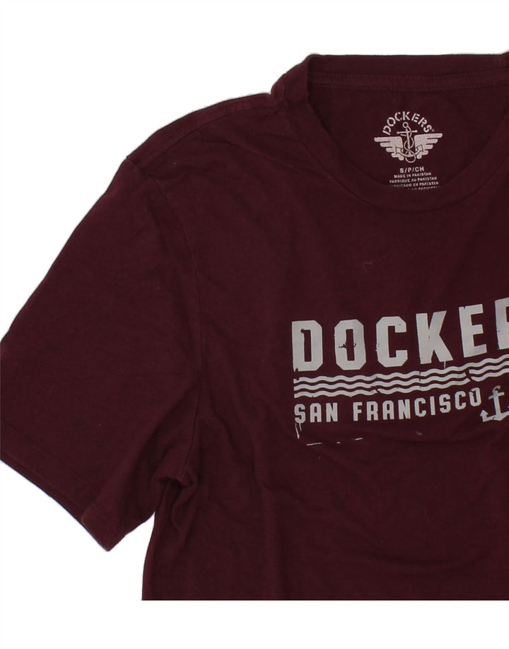 DOCKERS Mens Graphic T-Shirt Top Small Burgundy Vintage Dockers and Second-Hand Dockers from Messina Hembry 
