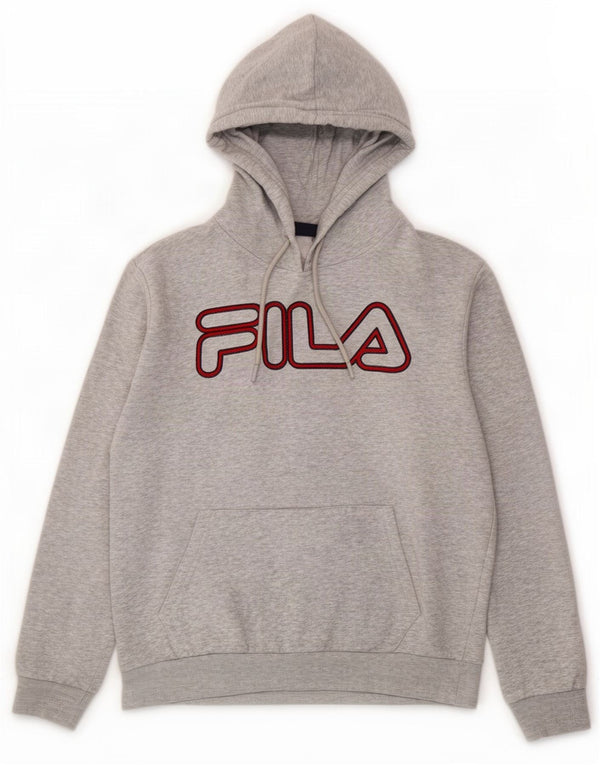 Fila Mens Graphic Hoodie Jumper Medium Grey Cotton