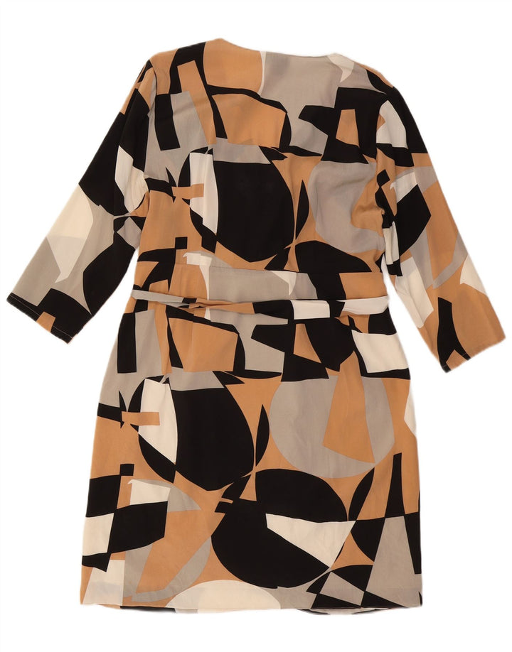 DKNY Womens 3/4 Sleeve Sheath Dress UK 14 Large Multicoloured Geometric
