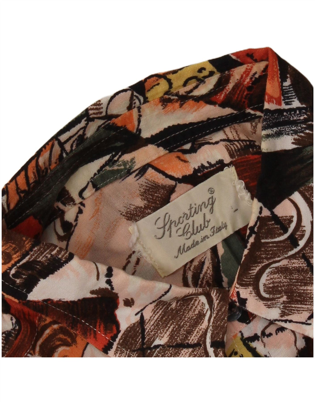 Vintage Mens Abstract Pattern Short Sleeve Shirt Large Multicoloured