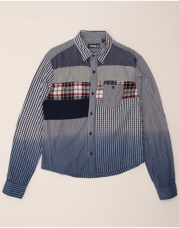 DESIGUAL Womens Shirt UK 14 Medium Blue Gingham