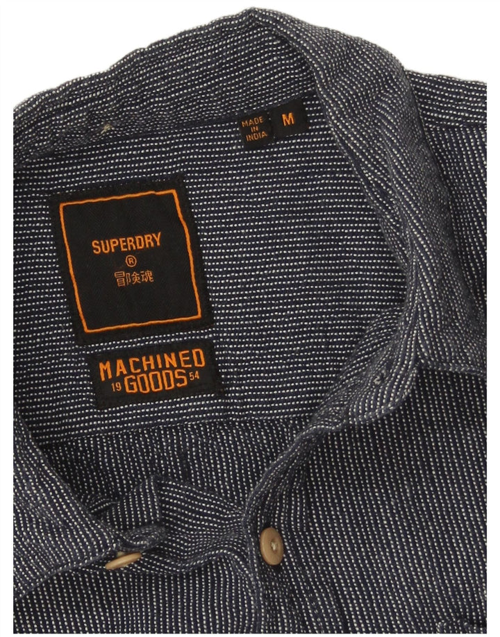 Superdry Mens Shirt Medium Navy Blue Pinstripe Cotton
