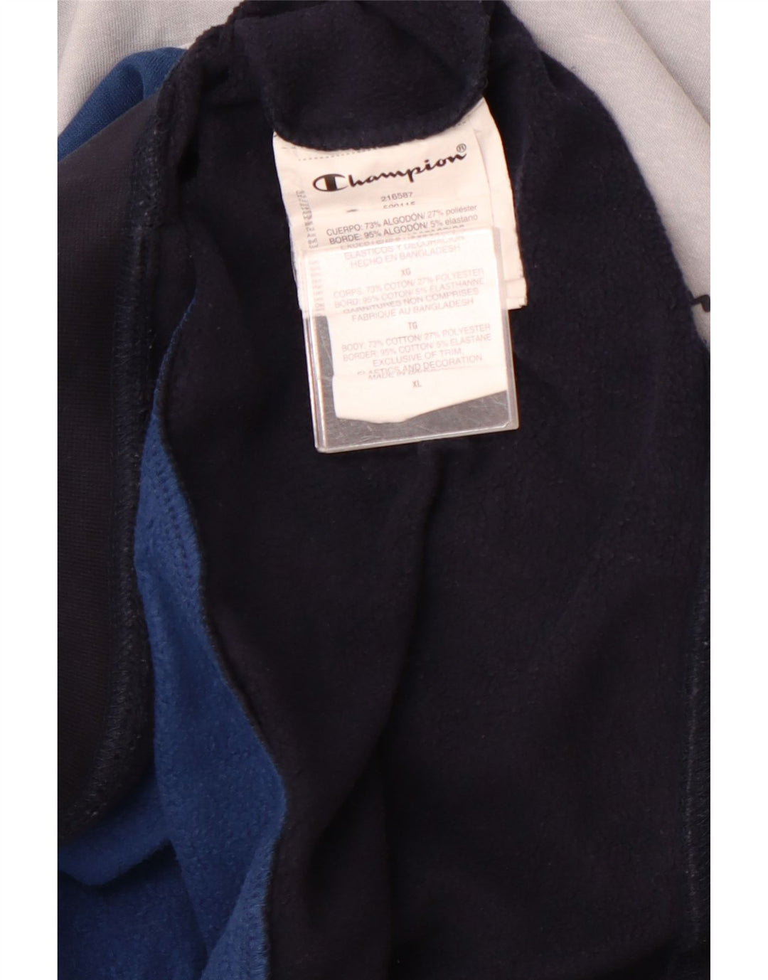 CHAMPION Mens Hoodie Jumper XL Multicoloured Colourblock Cotton