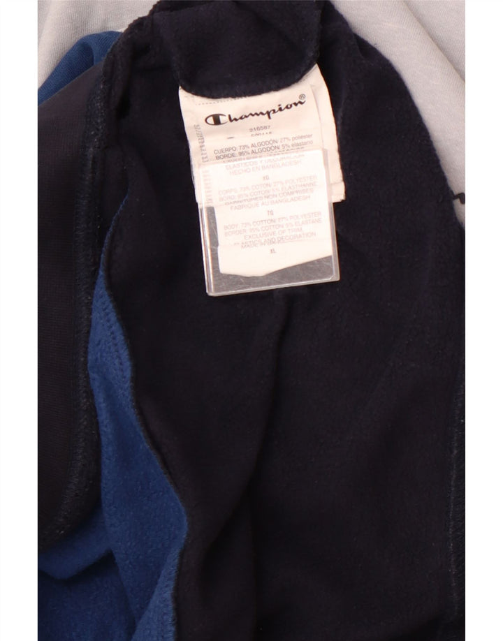 CHAMPION Mens Hoodie Jumper XL Multicoloured Colourblock Cotton