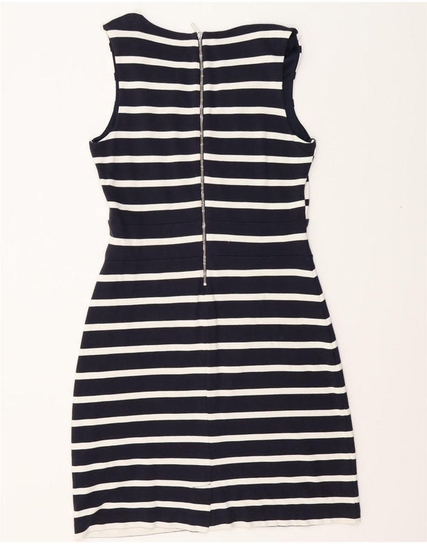 TOMMY HILFIGER Womens Sleeveless Sheath Dress UK 14 Large White Striped