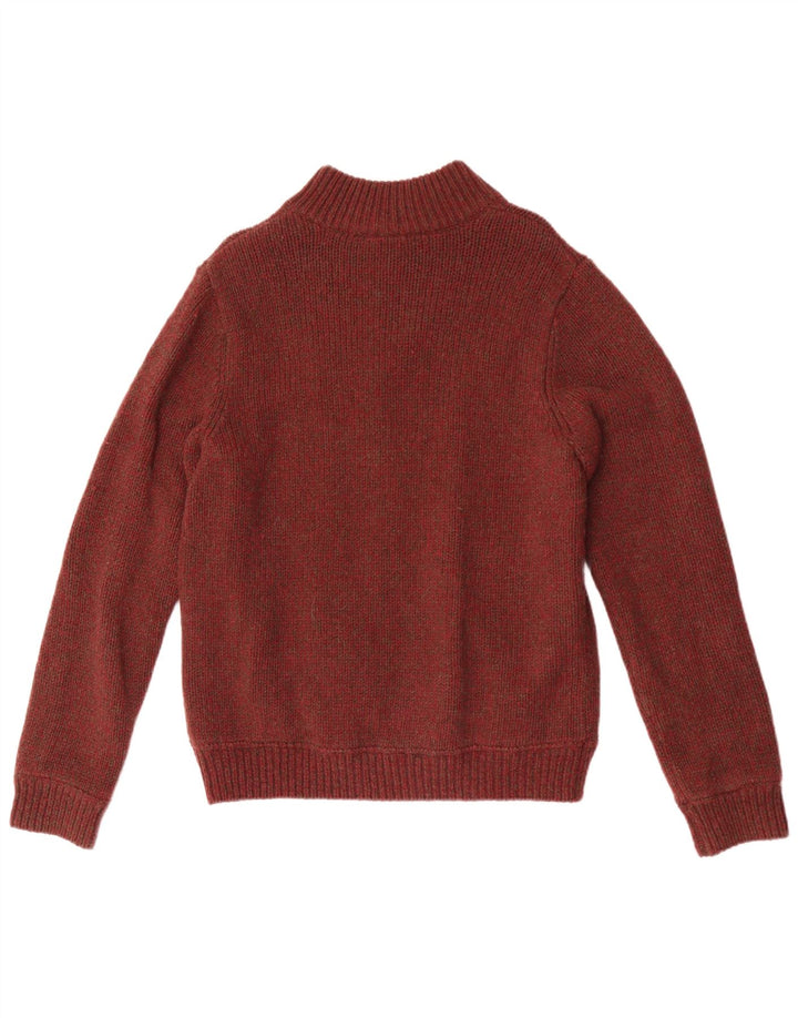 L.L.Bean Mens Full Zip Cardigan Sweater Small Maroon Flecked Wool