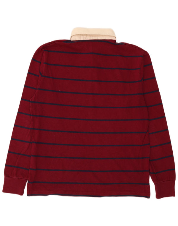 Gant Mens Long Sleeve Rugby Polo Shirt 2XL Burgundy Striped Cotton