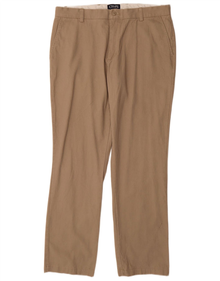 CHAPS Mens Straight Chino Trousers W36 L34 Beige Cotton