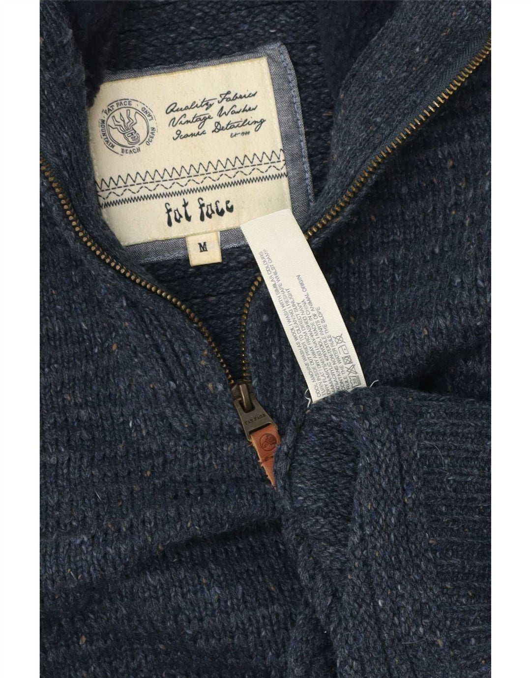 Fat Face Mens Zip Neck Jumper Sweater Medium Blue Acrylic