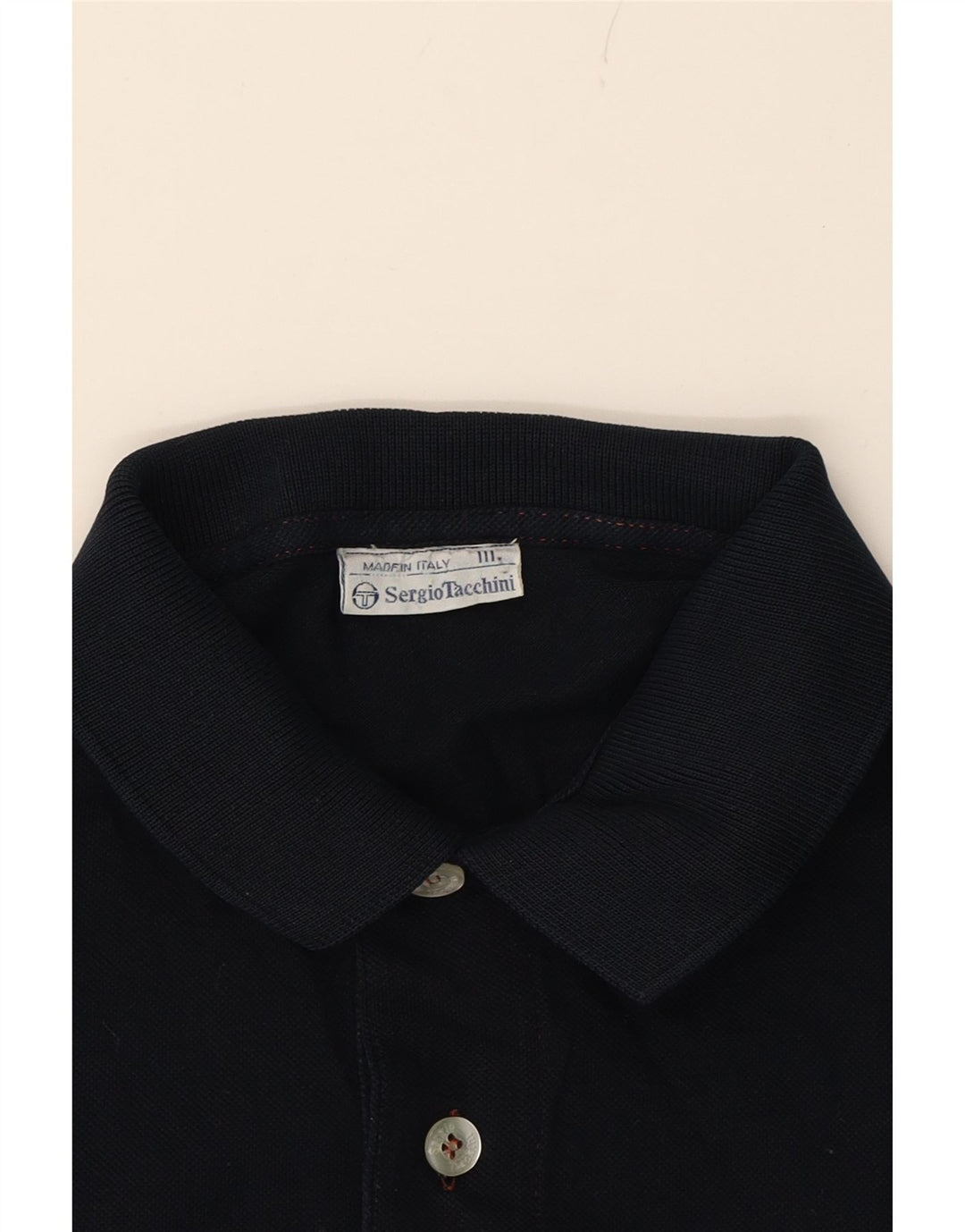 SERGIO TACCHINI Mens Polo Shirt Small Navy Blue Cotton Vintage Sergio Tacchini and Second-Hand Sergio Tacchini from Messina Hembry 