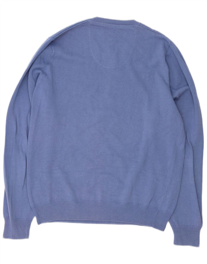 Marks & Spencer Mens Blue Harbour V-Neck Jumper Sweater Medium Blue Cotton