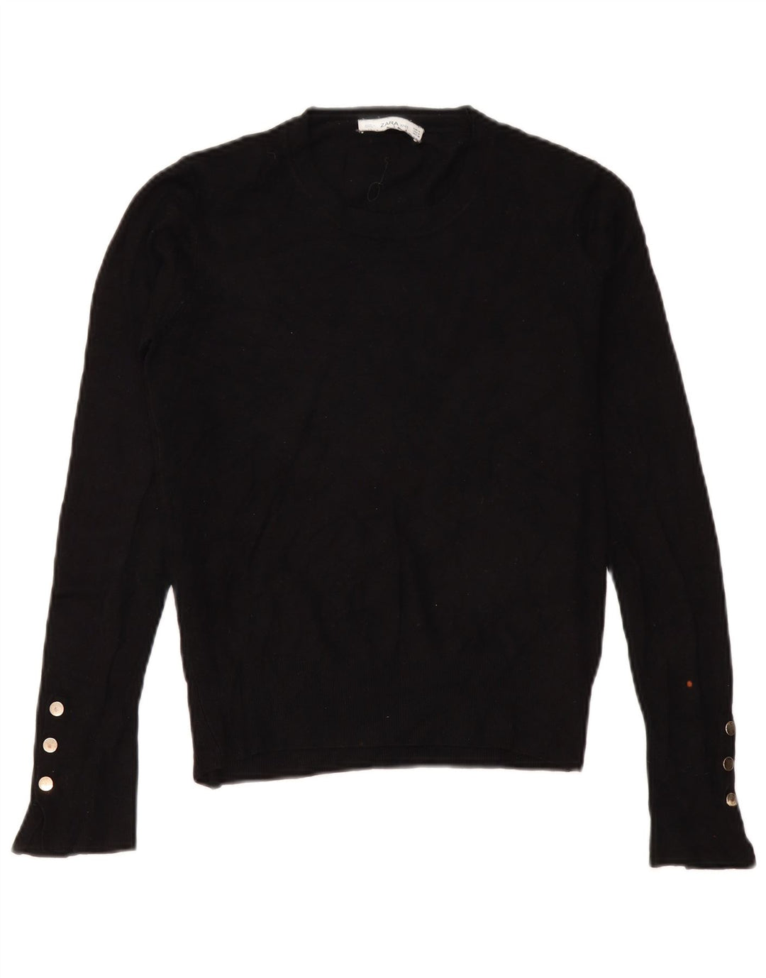 Zara Womens Crew Neck Jumper Sweater UK 14 Medium Black