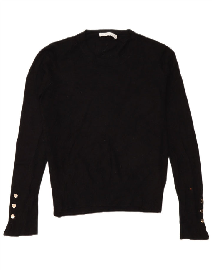 Zara Womens Crew Neck Jumper Sweater UK 14 Medium Black