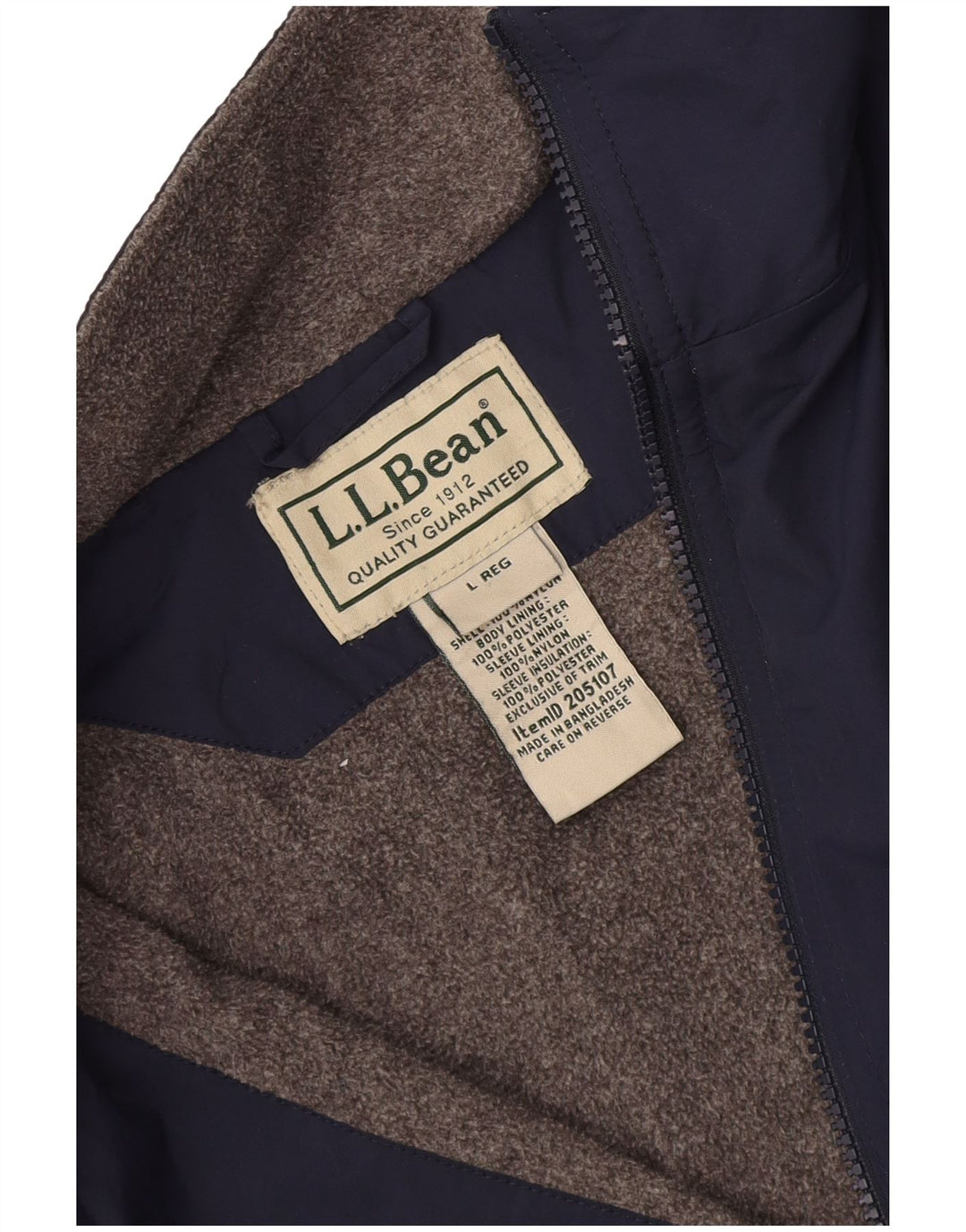 L.L.Bean Mens Bomber Jacket UK 40 Large Navy Blue Polyester