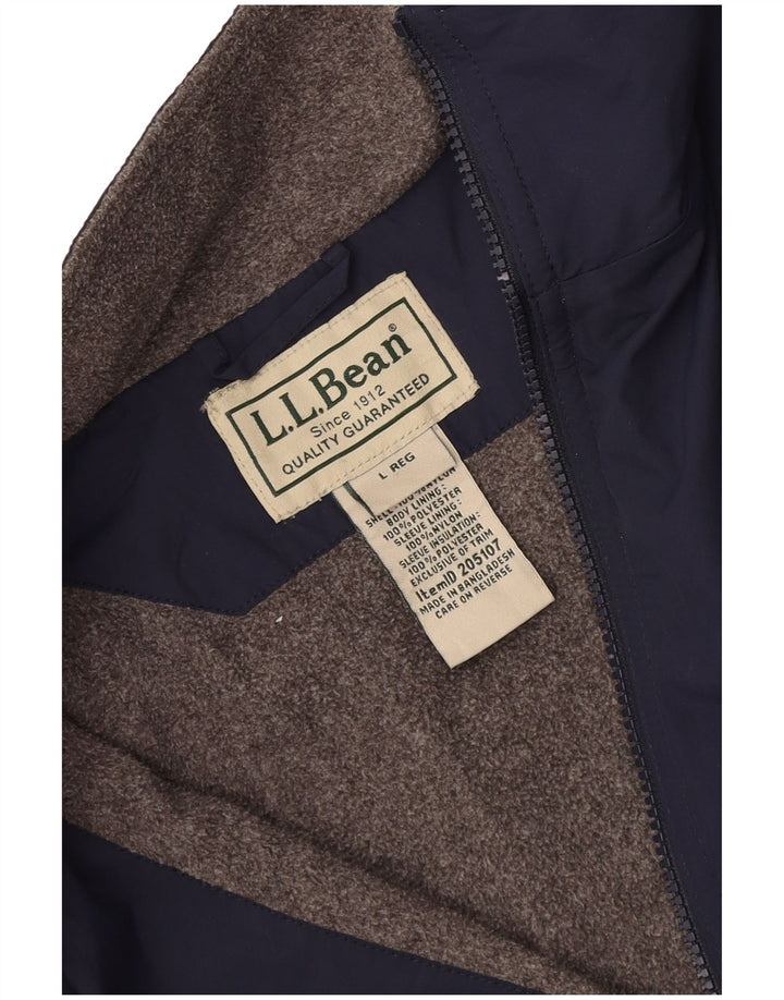 L.L.Bean Mens Bomber Jacket UK 40 Large Navy Blue Polyester