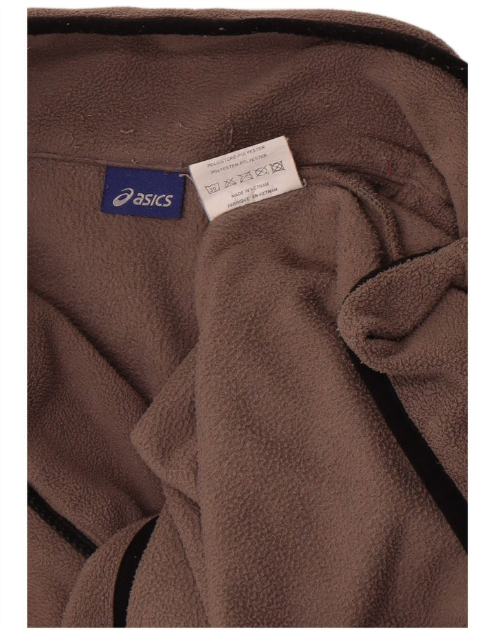 Asics Mens Zip Neck Fleece Jumper Large Brown Polyester