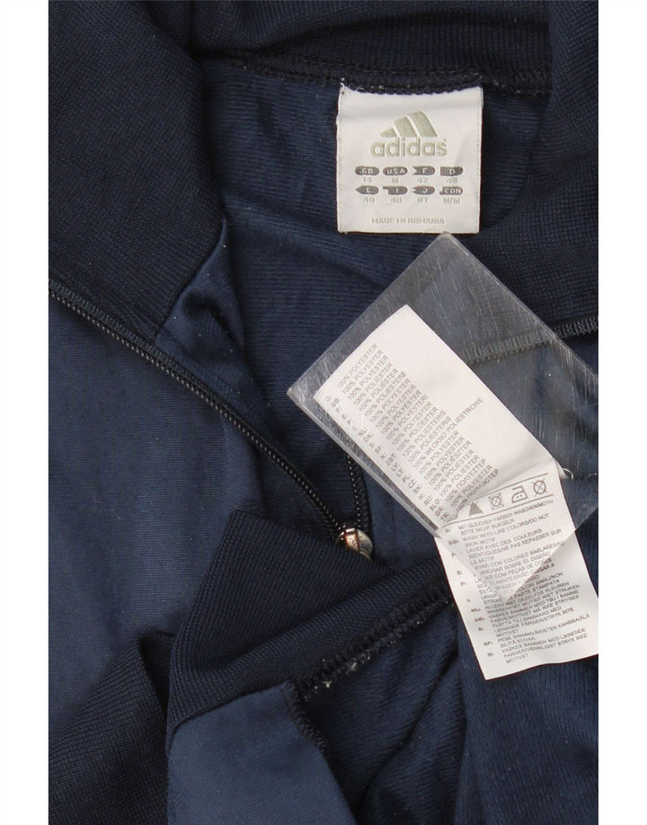 Adidas Womens Crop Tracksuit Top Jacket UK 14 Medium Navy Blue Polyester