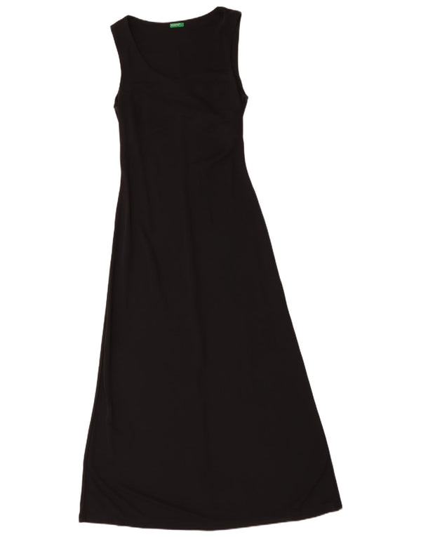 Benetton Womens Sleeveless Maxi Dress UK 8 Small Black Polyester