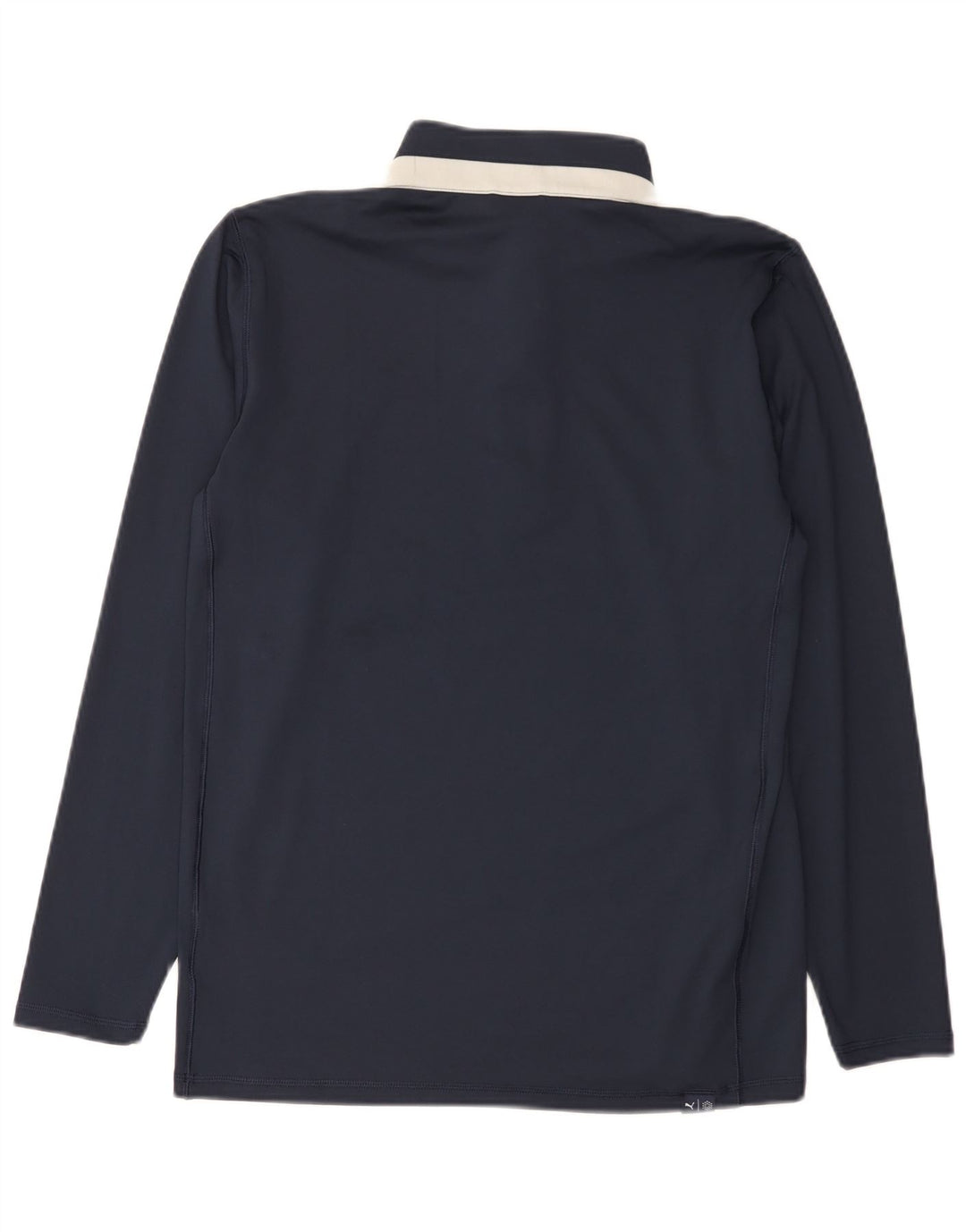 Puma Mens Zip Neck Top Long Sleeve Medium Navy Blue Colourblock Polyester