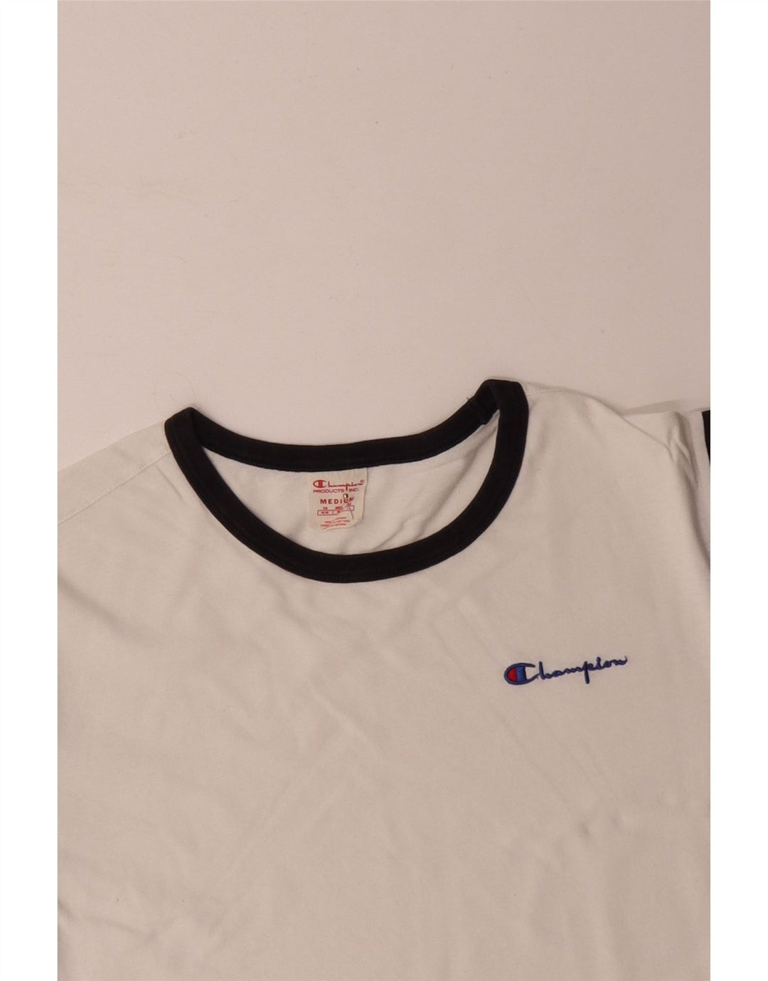 CHAMPION Mens T-Shirt Top Medium White Colourblock Cotton