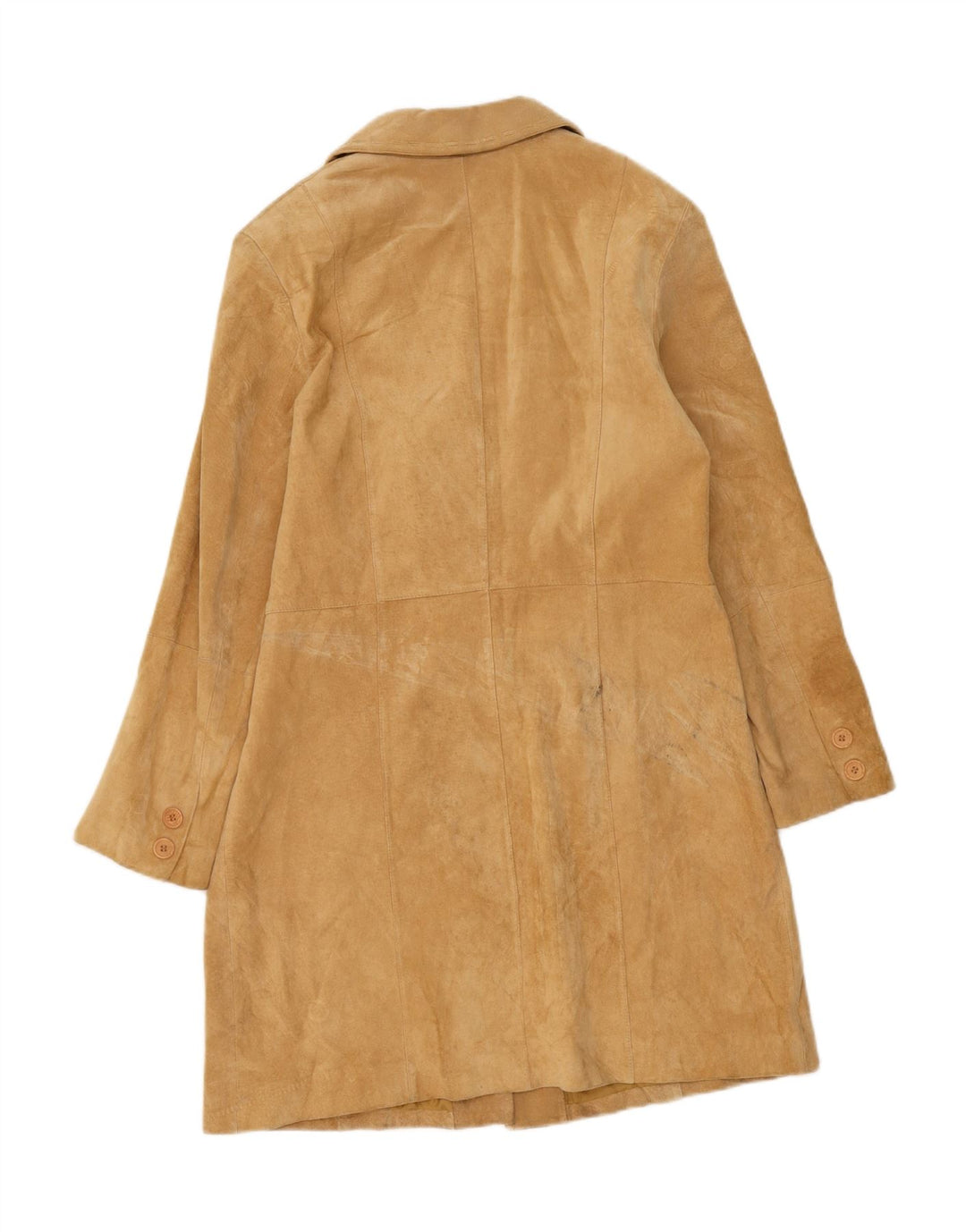 VINTAGE Womens Suede Overcoat UK 16 Large Beige Leather Vintage Vintage and Second-Hand Vintage from Messina Hembry 
