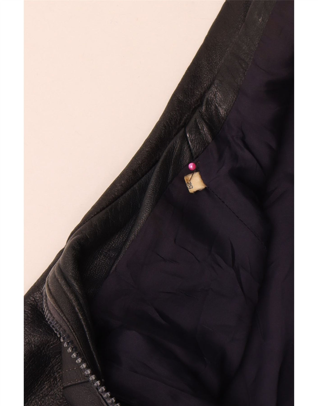 Vintage Womens Leather Jacket IT 52 2XL Navy Blue