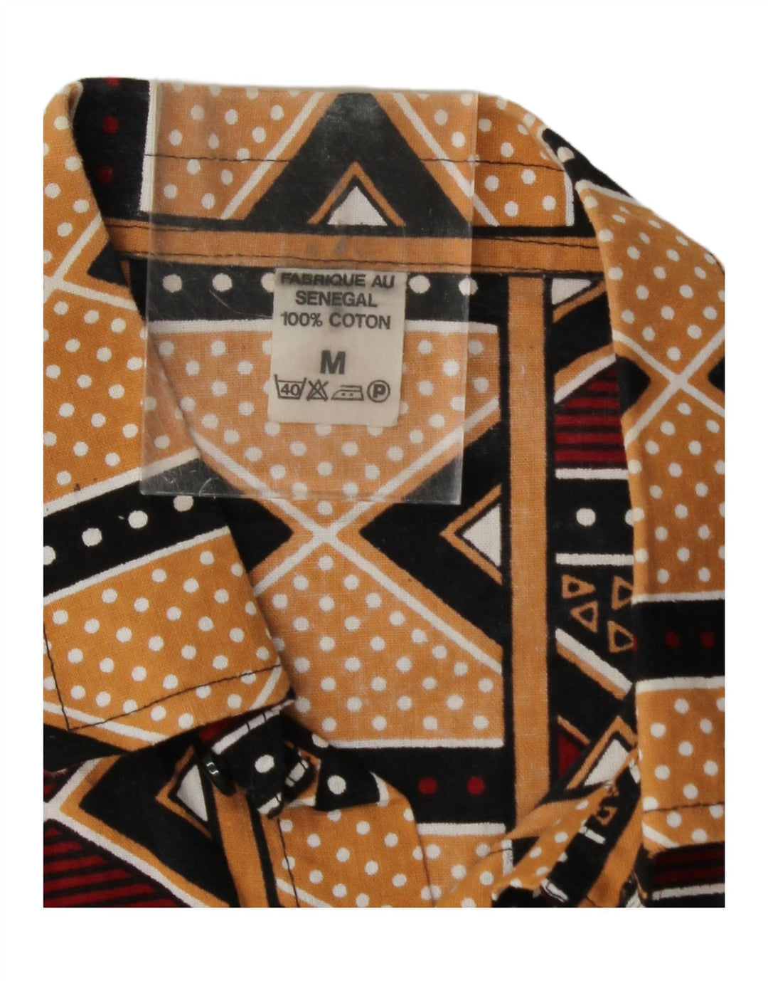 VINTAGE Mens Short Sleeve Shirt Medium Multicoloured Geometric Cotton Vintage Vintage and Second-Hand Vintage from Messina Hembry 