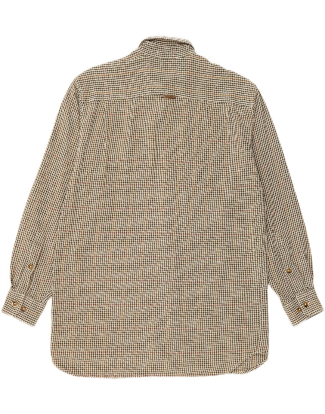 Orvis Mens Flannel Shirt Medium Green Houndstooth Cotton