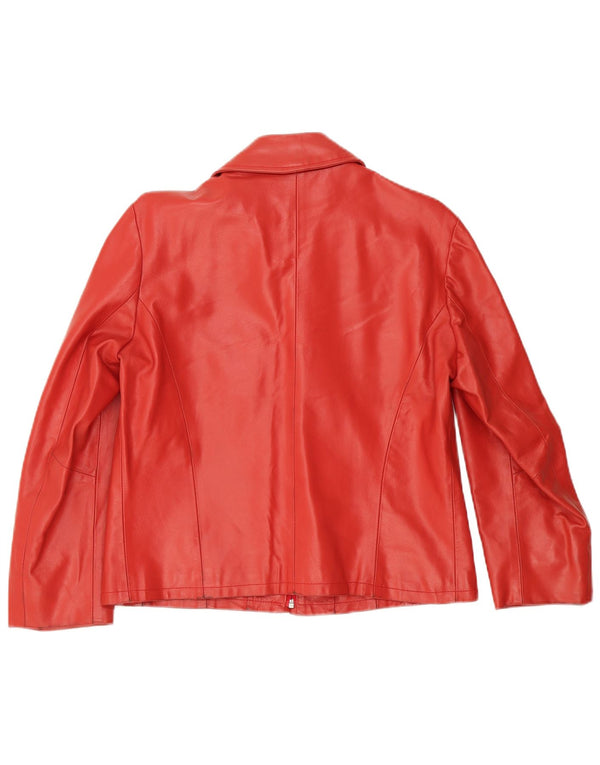 Vintage Womens Leather Jacket IT 48 XL Red Leather